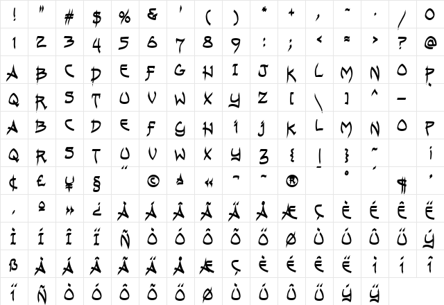 Andreas Pen MF Bold font glyphpreview