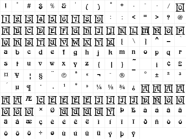 Arnold Becker Ini Regular font glyphpreview