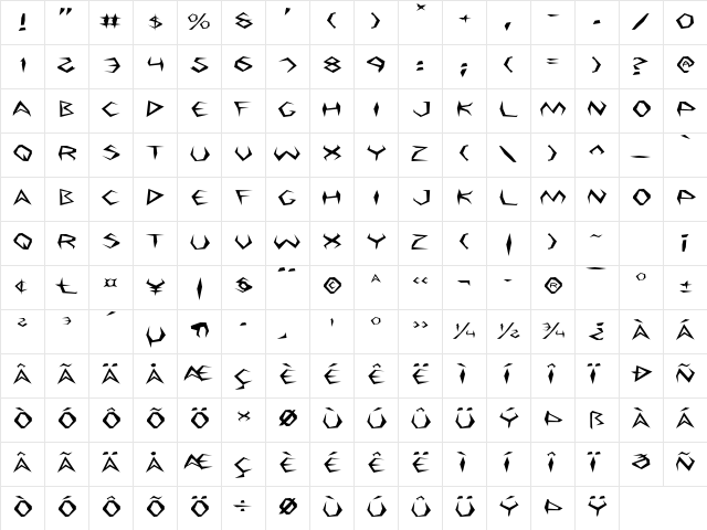 Argosy Expanded Expanded font glyphpreview