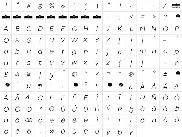 Codec Cold Light Italic font glyphpreview
