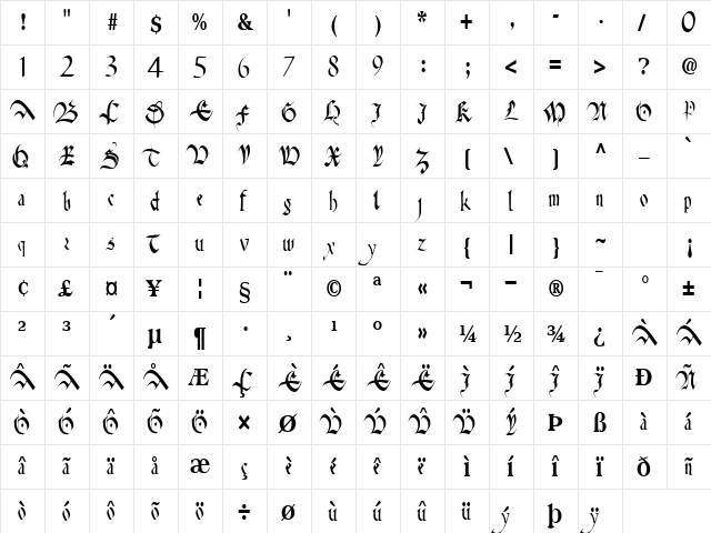 AnitaFlairWay68 Regular font glyphpreview