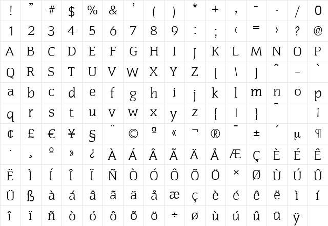 CongressSerial-Light Regular font glyph preview CongressSerial-Light Regular font glyphpreview
