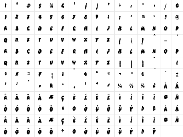 ComicStripCondensed Regular font glyphpreview