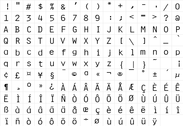Clean Wide Normal font glyphpreview
