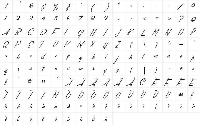 Compliments Regular font glyphpreview