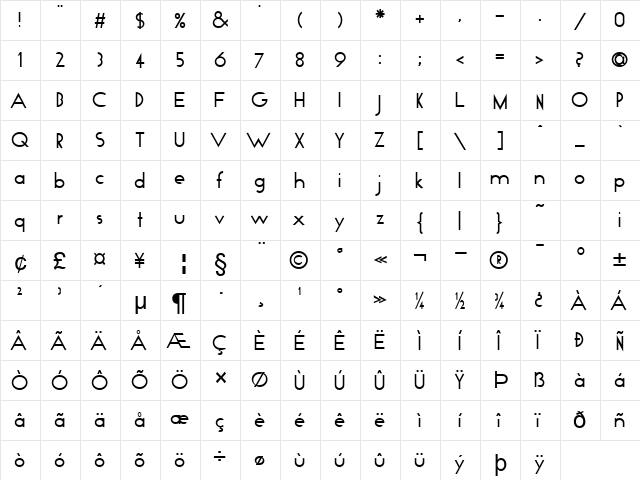 Compass Normal font glyphpreview