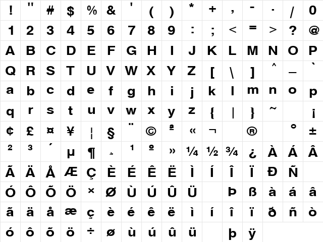 Communication 20 Regular font glyphpreview