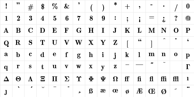 cmb10 Regular font glyphpreview