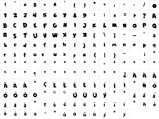 Comica BD Bold Regular font glyphpreview