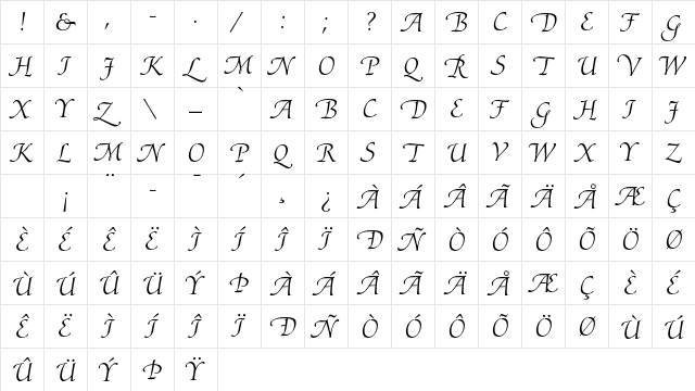 Ariadne LT Std Roman font glyphpreview