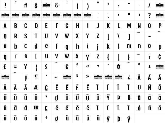 Cocogoose Compressed Trial Semilight font glyphpreview