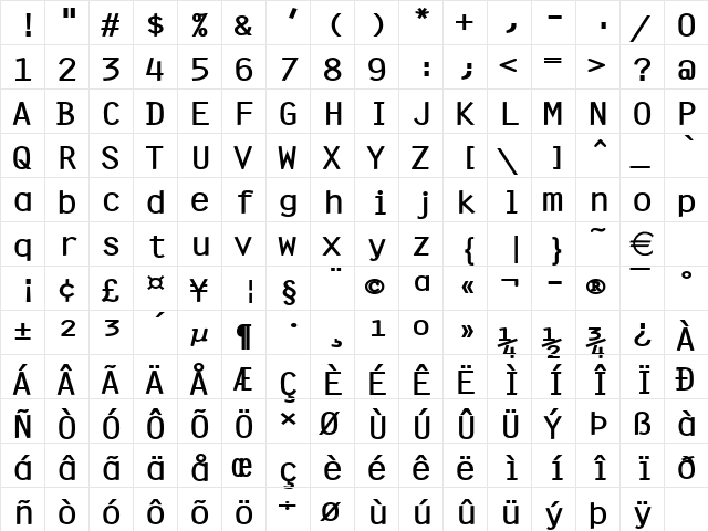 CleanWide Bold font glyphpreview