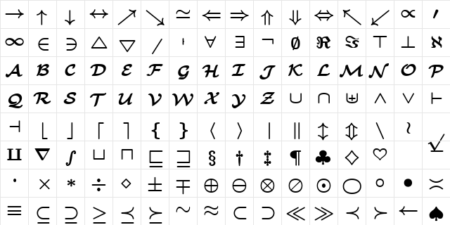 cmbsy8 Regular font glyph preview cmbsy8 Regular font glyphpreview