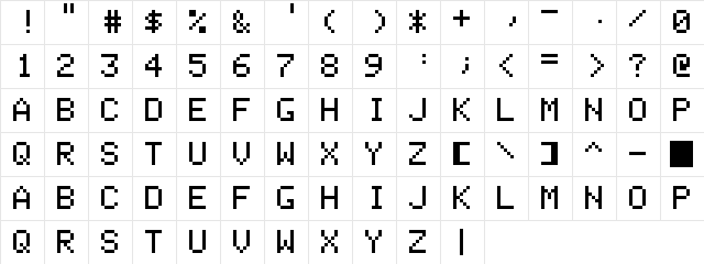 Apple II+ Regular font glyphpreview