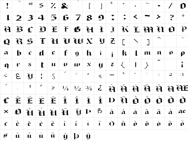 ArmedaSSK Regular font glyphpreview