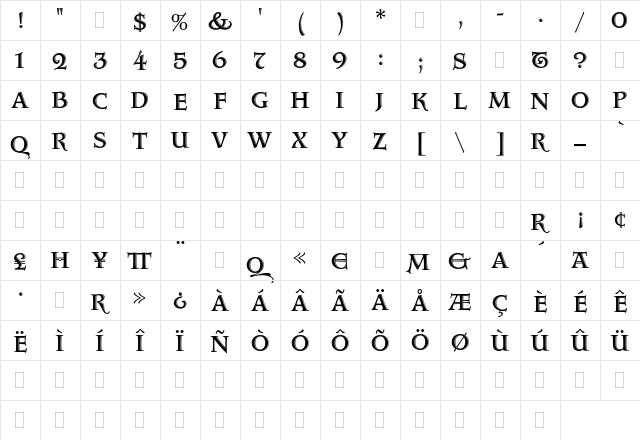 Aquitaine Initials Plain font glyphpreview