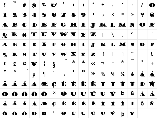 CoffeeSack Normal font glyphpreview