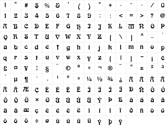 ArnoldBoecklin Regular font glyphpreview