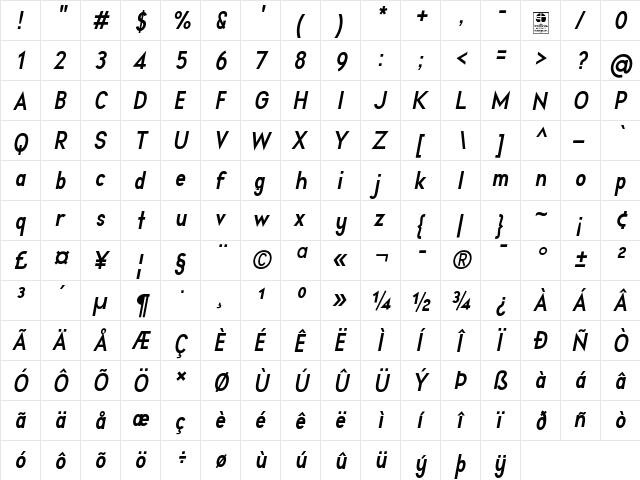 Aprikas Bold Italic Demo Regular font glyph preview Aprikas Bold Italic Demo Regular font glyphpreview