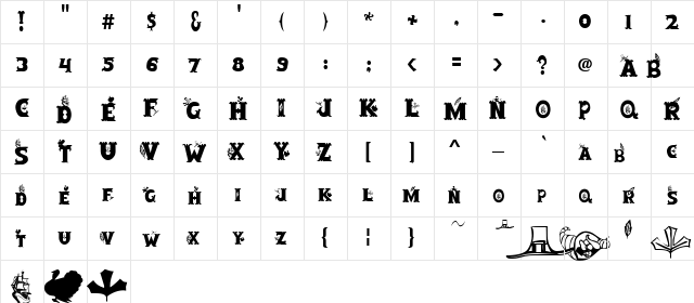 Clb:Thanksgiving Normal font glyph preview Clb:Thanksgiving Normal font glyphpreview