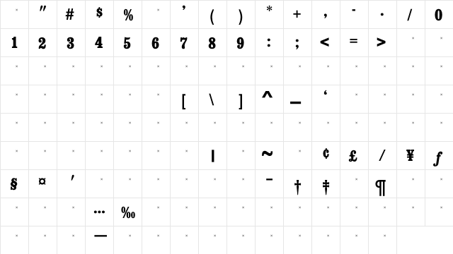 ConsortExtraBoldCondensedTab Regular font glyphpreview