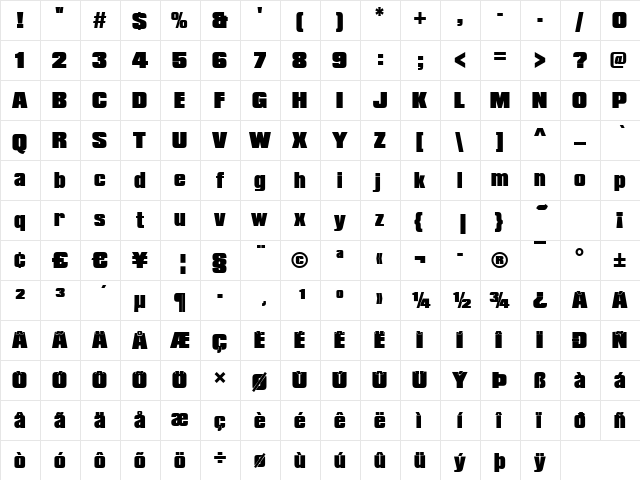 Compressed-Poster-Black Regular font glyphpreview