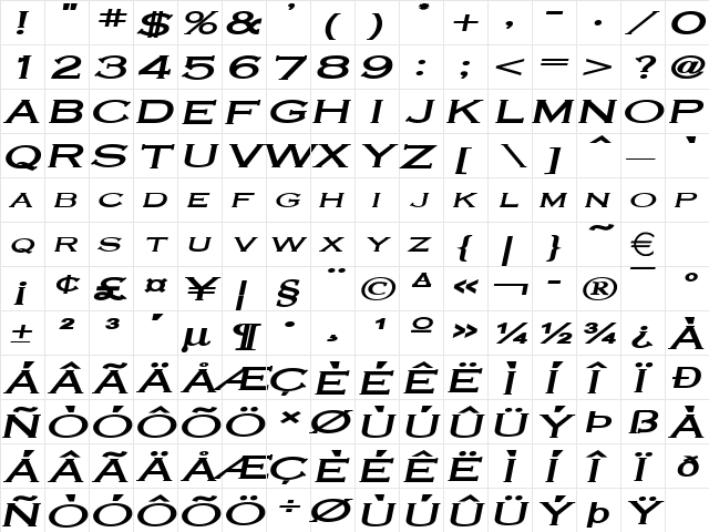 CobaltExtended BoldItalic font glyph preview CobaltExtended BoldItalic font glyphpreview