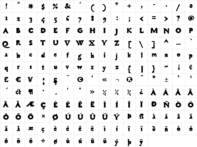 Cobra Bold font glyphpreview