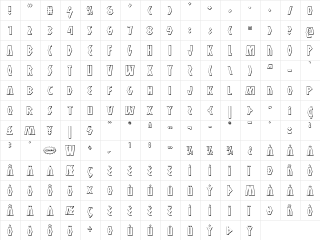 Antikythera 3D Regular font glyph preview Antikythera 3D Regular font glyphpreview