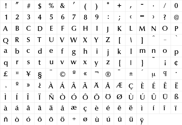 Columbia-Medium Regular font glyphpreview