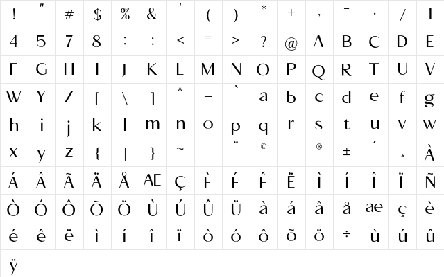 APOLLO Regular font glyphpreview