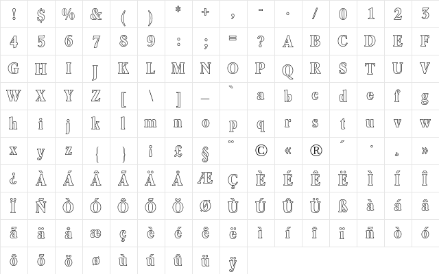 ConcordeCondensedBQ Regular font glyphpreview