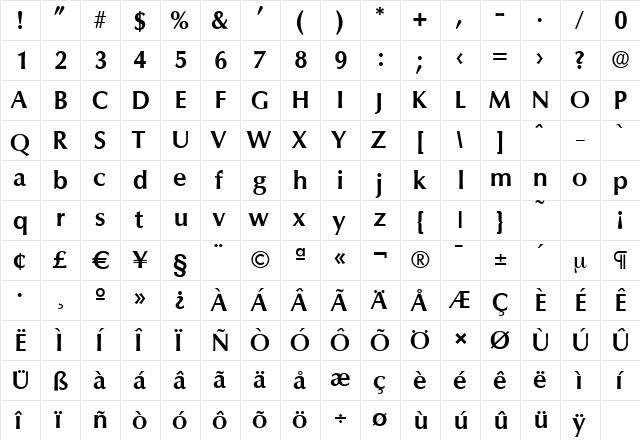 ColumbiaSerial Bold font glyphpreview