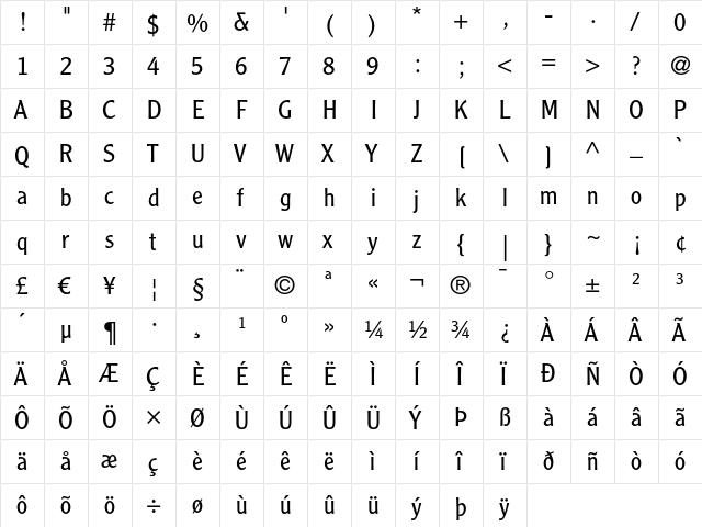 Clearface Gothic LT 45 Light font glyphpreview