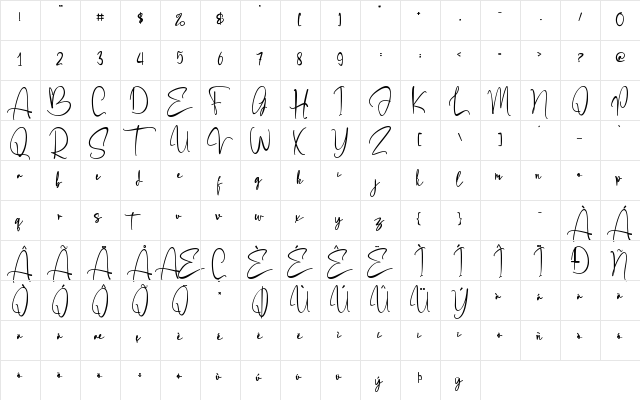 Angellonia Regular font glyphpreview