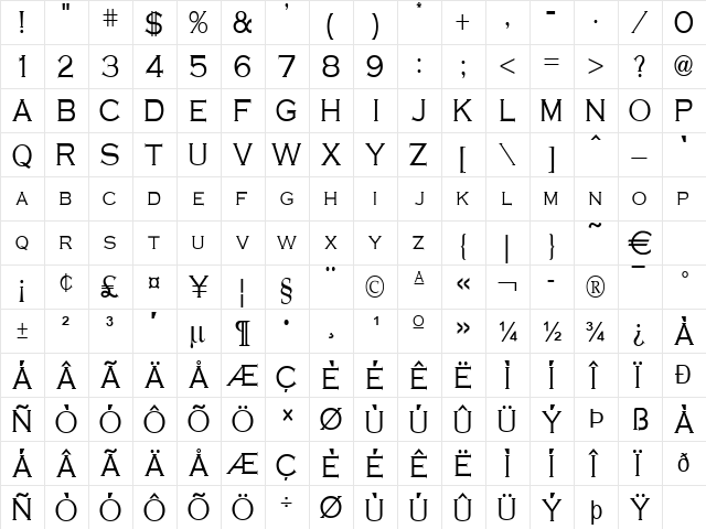 CobaltCondensed Normal font glyphpreview