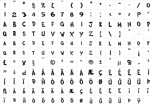 ComicsTwo Regular font glyphpreview