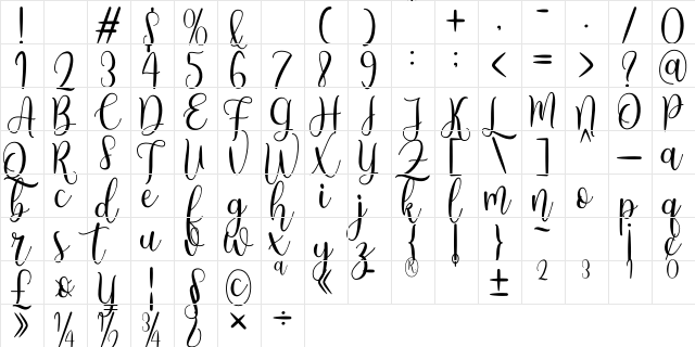 Angelic Regular font glyph preview Angelic Regular font glyphpreview