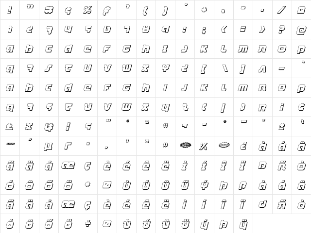 Combat Droid 3D Italic Italic font glyphpreview