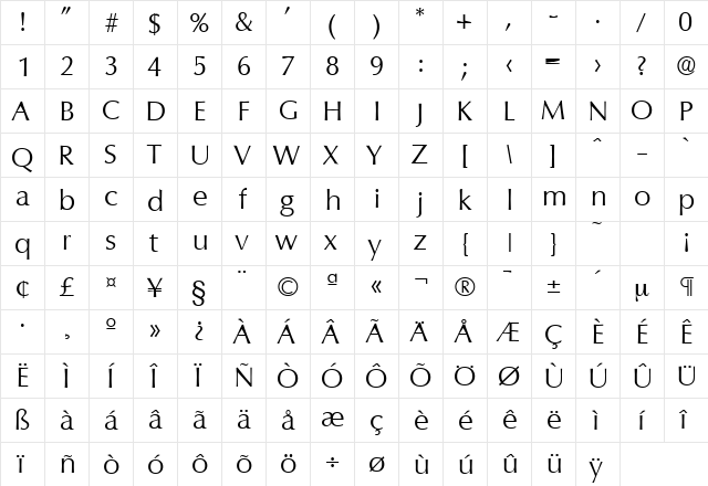Columbia-Serial-Light Light font glyphpreview