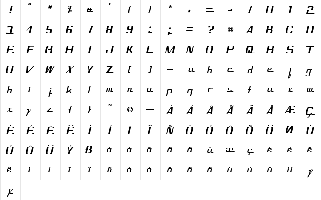 Cometscript Regular font glyphpreview