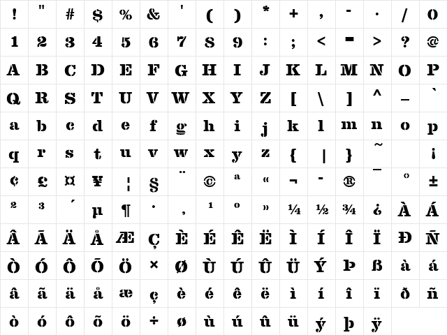 ClarendonSteDExtBol Regular font glyphpreview