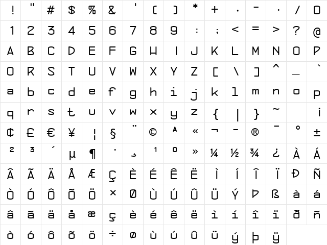 Concursico Mono BTN Regular font glyphpreview