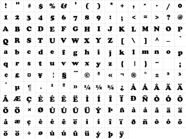 ColdBlackDB Normal font glyphpreview