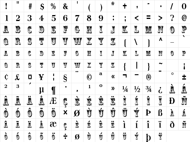 Clowning Regular font glyphpreview