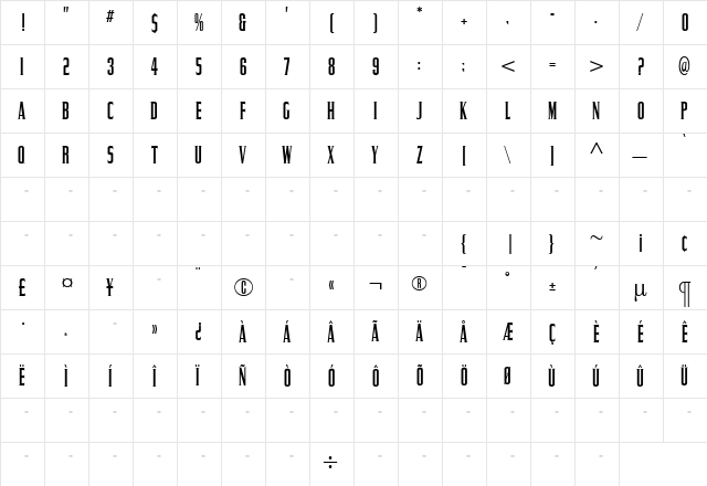 CommanderLight Regular font glyph preview CommanderLight Regular font glyphpreview