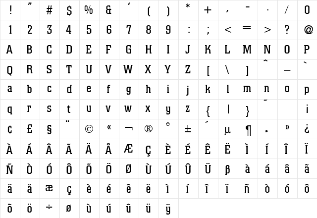 ColinoDB Normal font glyph preview ColinoDB Normal font glyphpreview