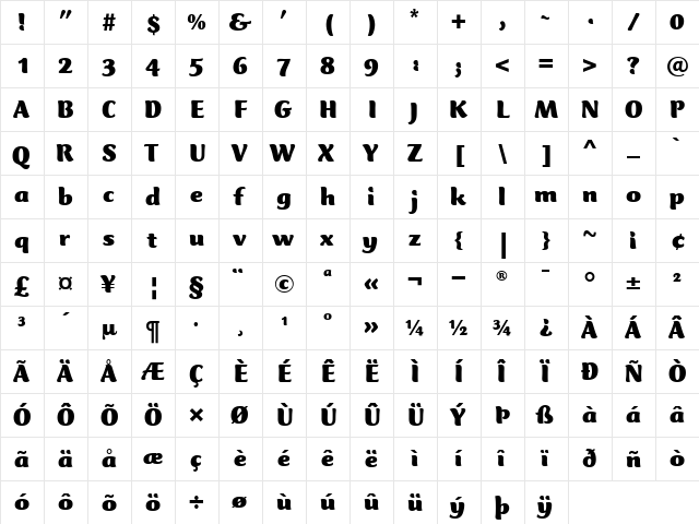 ClubTypeMercurius-Black Black font glyphpreview