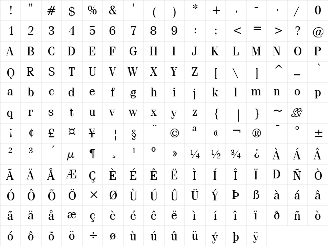 Compendium SSi Regular font glyphpreview