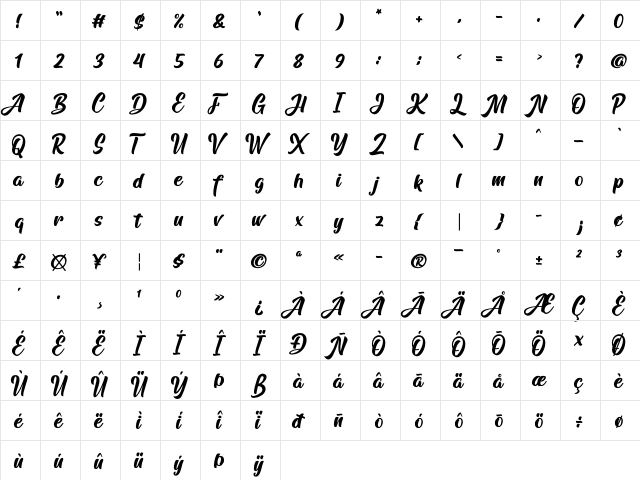 Arfelick Feather Regular font glyphpreview